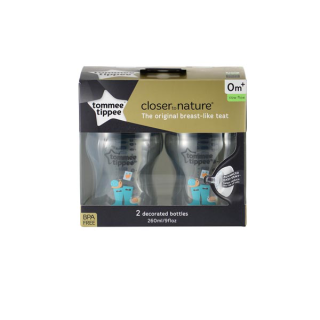 Tommee Tippee Bottle 9oz 2pcs. ขวดนมคอกว้าง ทอมมี่ ทิปปี้ รุ่น Closer to Nature ขนาด 9 oz แพ็คคู่