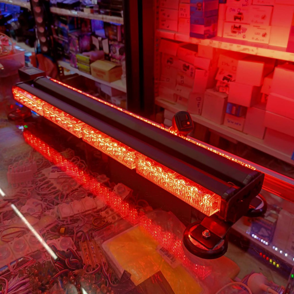 ไฟ LED ไฟไซเรน แดง-แดง ไฟฉุกเฉิน ไฟกู้ภัย ไฟซเรนติดหลังคา 60cm 4ท่อน 2หน้า ไม่มีข้าง 3W 12V พร้อมขาแม่เหล็ก