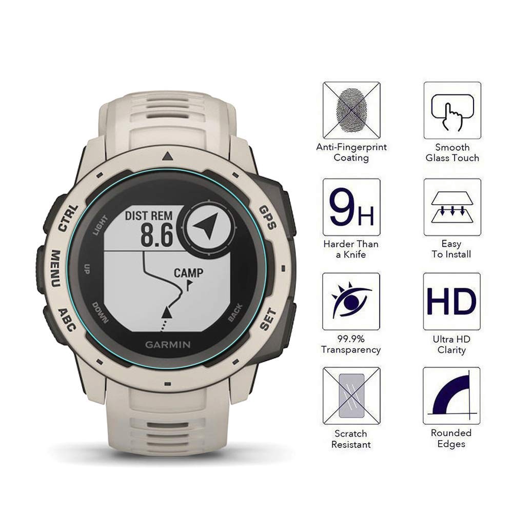 2.5d กระจกนิรภัยป้องกันหน้าจอ Anti-Scratch ฟิล์มป้องกันสําหรับ Garmin Instinct 2 2S 2X 3 45 มม. 50 มม.