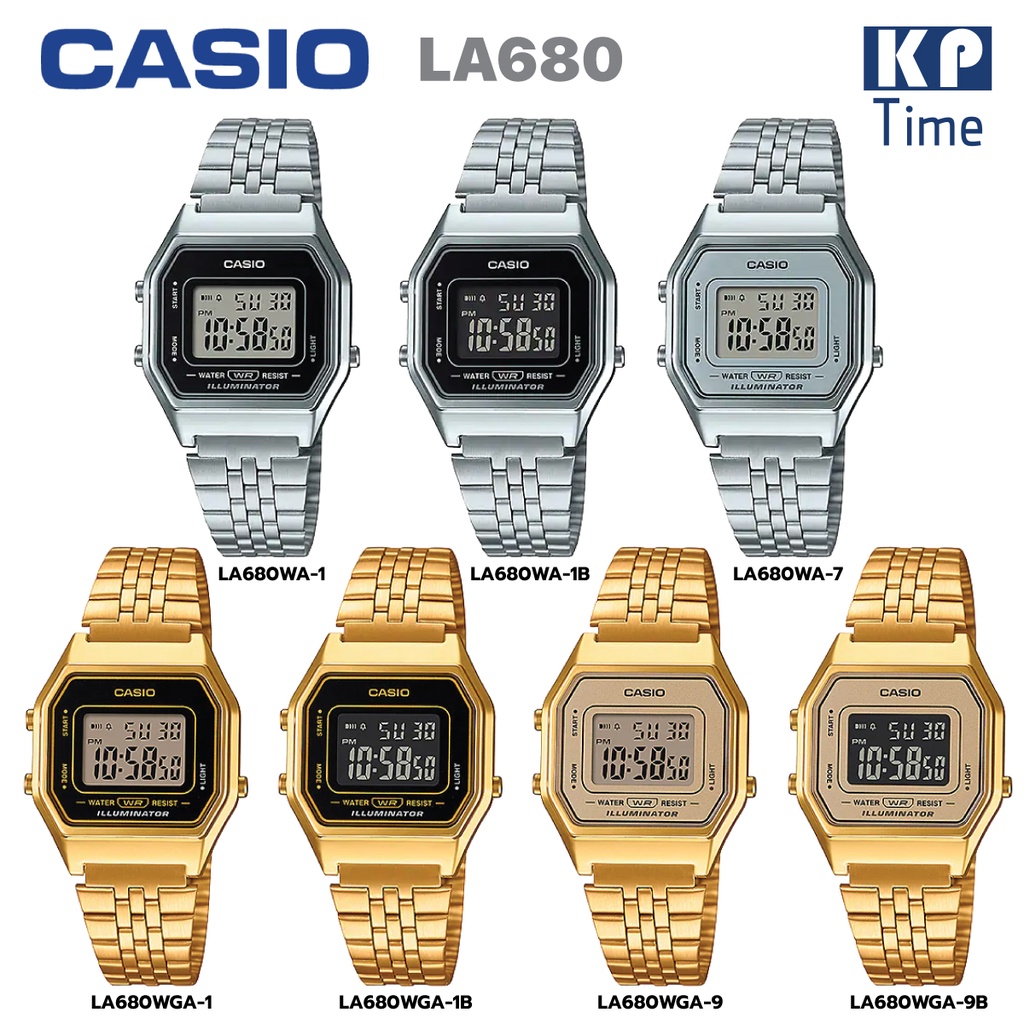 Casio นาฬิกาข้อมือผู้หญิง สายสแตนเลส รุ่น LA680WA, LA680WGA ของแท้ประกันศูนย์ CMG