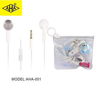 หูฟัง AHA 3.5mm สำหรับ phone ซัมซุง ออปโป วีโว่ เสี่ยวหมี่ บรรจุภัณฑ์ถุงเก็บกันน้ำ ไมโครโฟนในตัว เสียงดี Built-in Microp