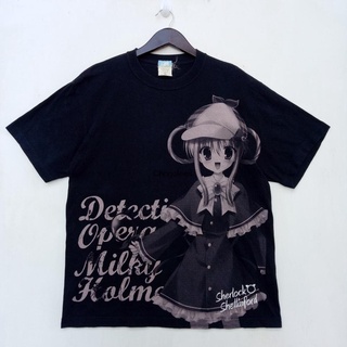 เสื้อยืดโอเวอร์ไซส์ใหม่ เสื้อยืดผ้าฝ้าย 100% พิมพ์ลายอนิเมะ Detective Tantei Opera Milky Holmes Sherlock Shellingford Tr