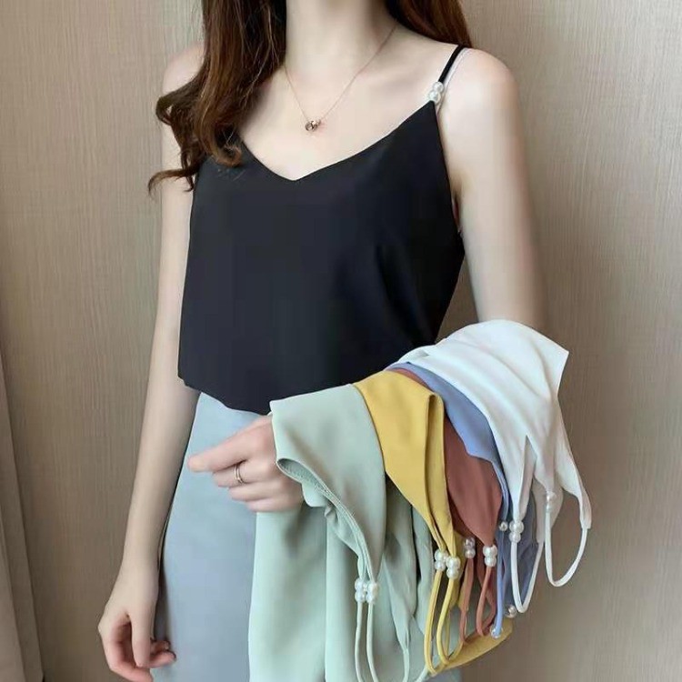SELL แฟชั่นผู้หญิง สายเดี่ยว ผ้าชีฟอง ผ้านิ่มใส่สบาย สไตล์เกาหลี ไซส์ M-XL