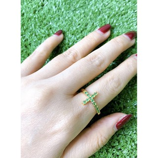 แหวนเงินแท้ ชุบทอง 14K พลอยแท้ Chrome Diopside