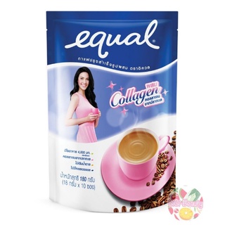 Equal กาแฟปรุงสำเร็จรูป ตราอิควล ผสม collagen จากปลาทะเล 10 ซอง/ห่อ ขนาด 180 กรัม