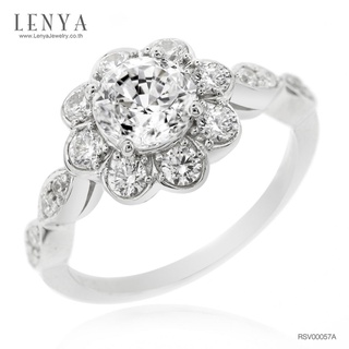 Lenya Jewelry แหวนเพชร DiamondLike หัวแหวนล้อมด้วยเพชรอีกชั้น เพิ่มขนาดให้กับเพชรหัวแหวน ตัวเรือนเงินแท้ชุบทองคำขาว