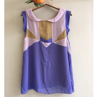 เสื้อผ้าชีฟองผ้าต่อหลายสีสวยน่ารัก อกฟรี-38,เอวฟรี-40,ยาว27.5 มือสองญี่ปุ่น สวยใหม่มาก