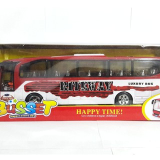 Tontoys รถบัสใส่ถ่านชนถอยมีไฟ+เสียง สีแดง