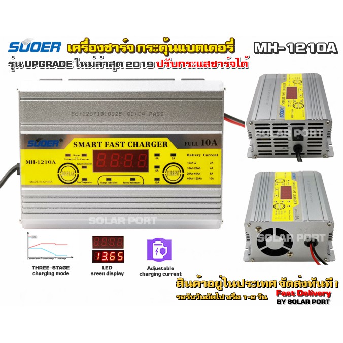 เครื่องชาร์จแบตเตอรี่.10A+สลายซัลเฟตฟื้นฟูแบตเตอรี่ SUOER รุ่น MH-1210A  (ใหม่ล่าสุด 2021)