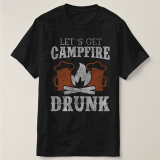 Inspire เสื้อยืด พิมพ์ลายการ์ตูน LetS Get Campfire Drunk สวมใส่สบาย สําหรับผู้ชาย ตั้งแคมป์