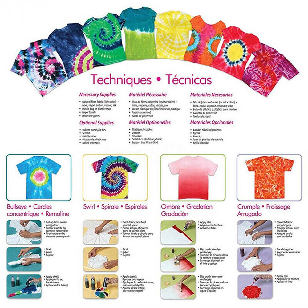 Tie Kit Arts Design Fabric Tye Dye Art Craft One Step Fashion Tool 5 Colours Uk Shopee Thailand