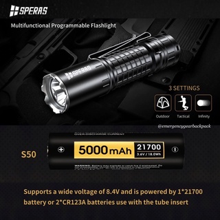 SPERAS E2R 1500LMS 267M EDC Tactical Flashlight