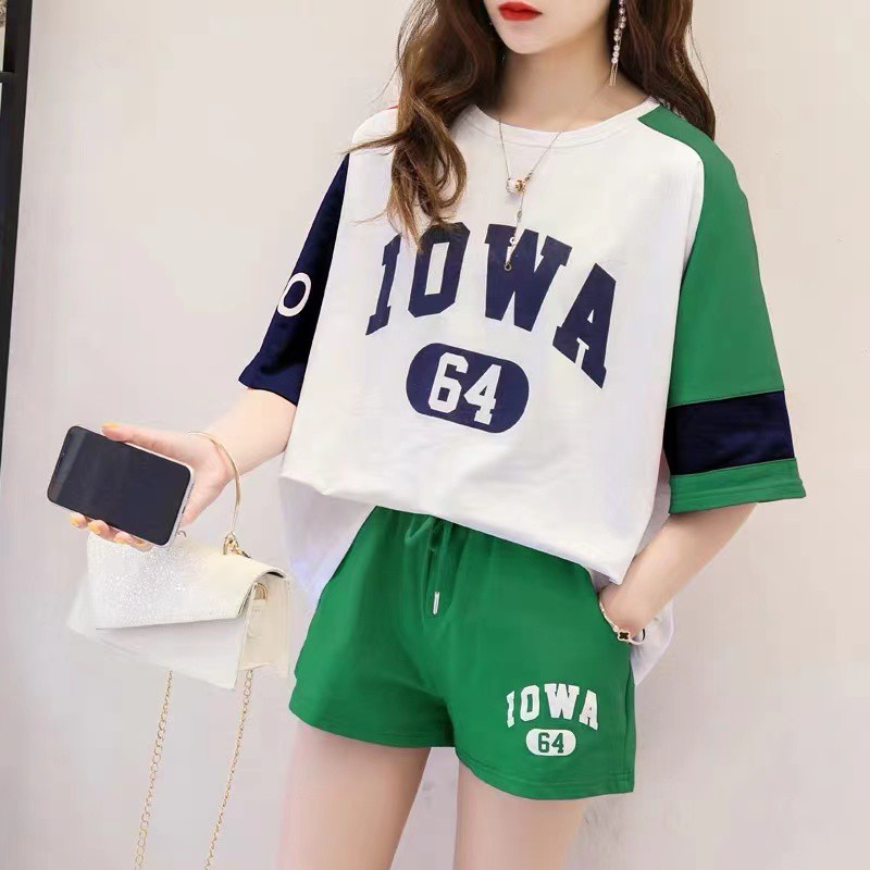 ac Swan shop เสื้อผ้าแฟชั่นกีฬาลำลองสำหรับผู้หญิง ชุดเซต 2ชิ้น