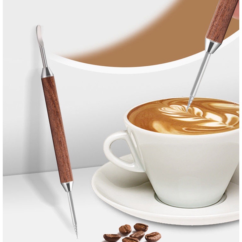 เข็มกดกาแฟ ลาเต้ ศิลปะ แบบดึง รูปดอกไม้ สําหรับตกแต่งห้องครัว
