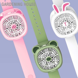 Gardening House Cartoon Watch Fan USB Charging Plastic Wrist Wireless Mini with Detachable Strap for Kids Outdoor