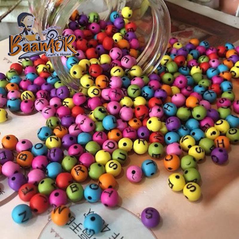 30g ABC1700 ลูกปัด ABC กลม มีรูร้อยเชือก ขนาด 7 มิล น้ำหนัก 30กรัม