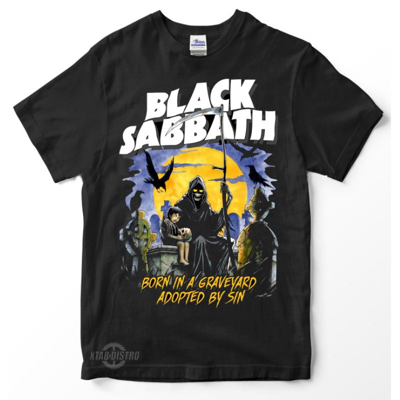 เสื้อยืดพรีเมียม BLACK SABBATH - Born in Grauryard สีดํา วินเทจ วงเมทัลหนัก