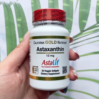 สาหร่ายแดง แอสต้าแซนธิน Astaxanthin, AstaLif Pure Icelandic 12 mg 30 Veggie Softgels (California Gold Nutrition®)