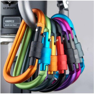 พวงกุญแจหัวเข็มขัดล็อคโลหะ Carabiners แบบแขวนสําหรับตั้งแคมป์กลางแจ้ง