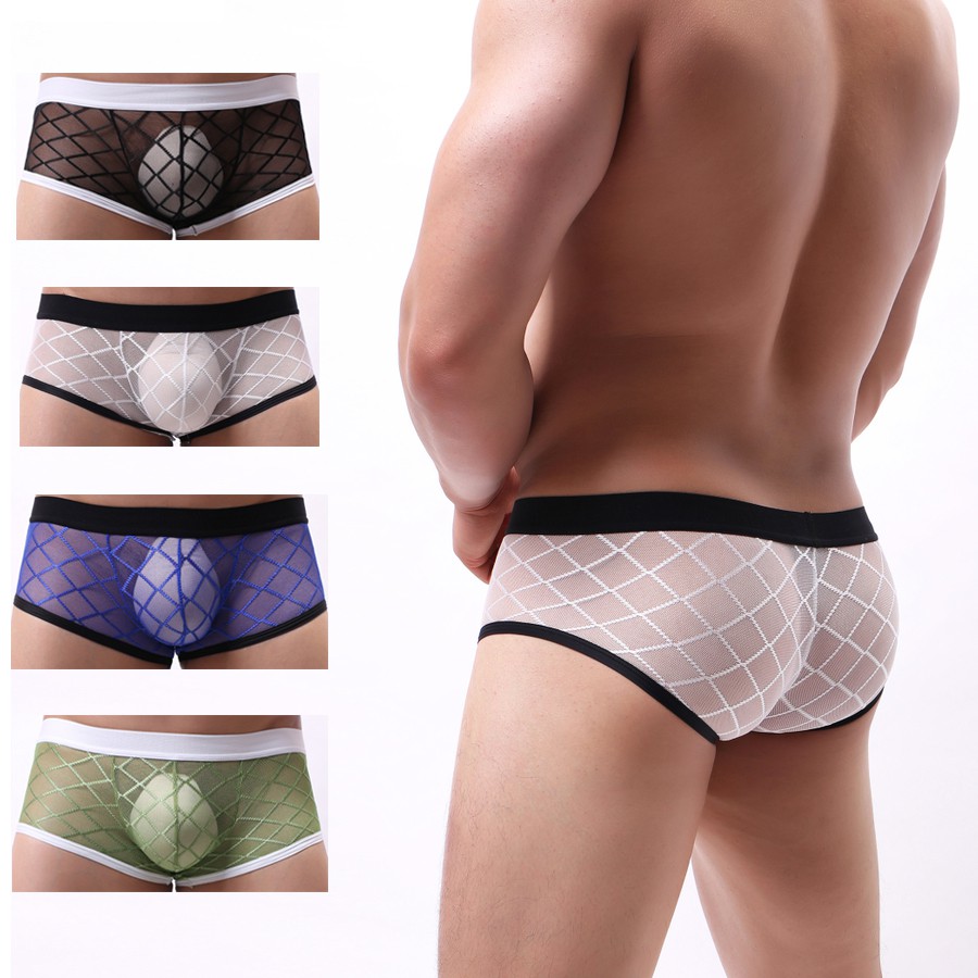 ผู้ชายนักมวย Breathable Trunk ตาข่ายนุ่มชุดชั้นในกางเกงเรียบ Solid Damit na panloob ng lalaki