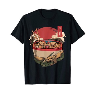 เสื้อยืด พิมพ์ลายอนิเมะ Dragon Ramen Noodles Soup Japan Hokusai สไตล์ญี่ปุ่น 2