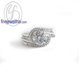 Finejewelthai-แหวน-แหวนเซ็ต-แหวนเพชร-แหวนเงินแท้-Set-Diamond-CZ-Silver-Ring-R1406_7CZ