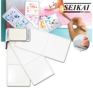 จานสีพับน้ำ 3 ชั้น เล็ก พกพาสะดวก พร้อมฟองน้ำซับสี SE2019-B seikai