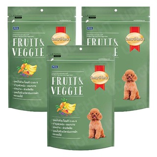 Smartheart Dog Treat Fruit &amp; Veggie Flavor 100g (3 ซอง) สมาร์ฮาร์ท ขนมสุนัข รสผักและผลไม้ 100กรัม