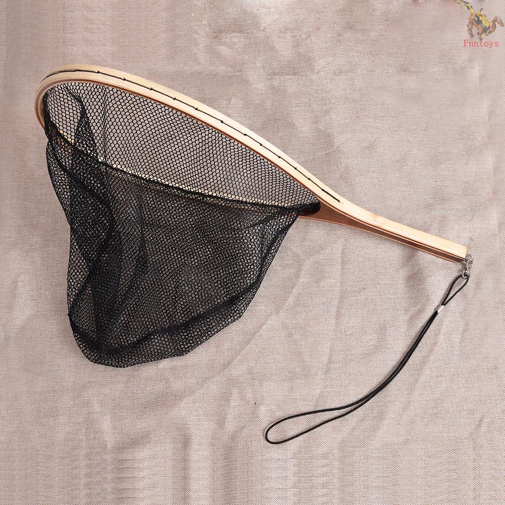 FUN.T Portable Lightweight Fly Fishing Landing Net Wooden Handle Frame