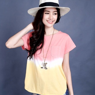 เสื้อมัดย้อม แต่งกระเป๋า no.106/red-yellow มีโค้ดส่วนลด