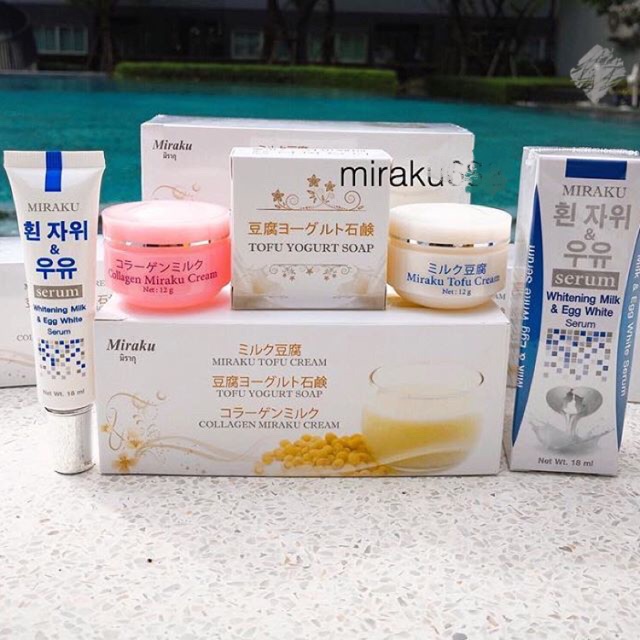 Miraku Tofu Cream & Miraku Serum Set มิรากุครีมเต้าหู้ มิรากุเซรั่มไข่ขาว ‼️ยกเซทคุ้มเลย‼️