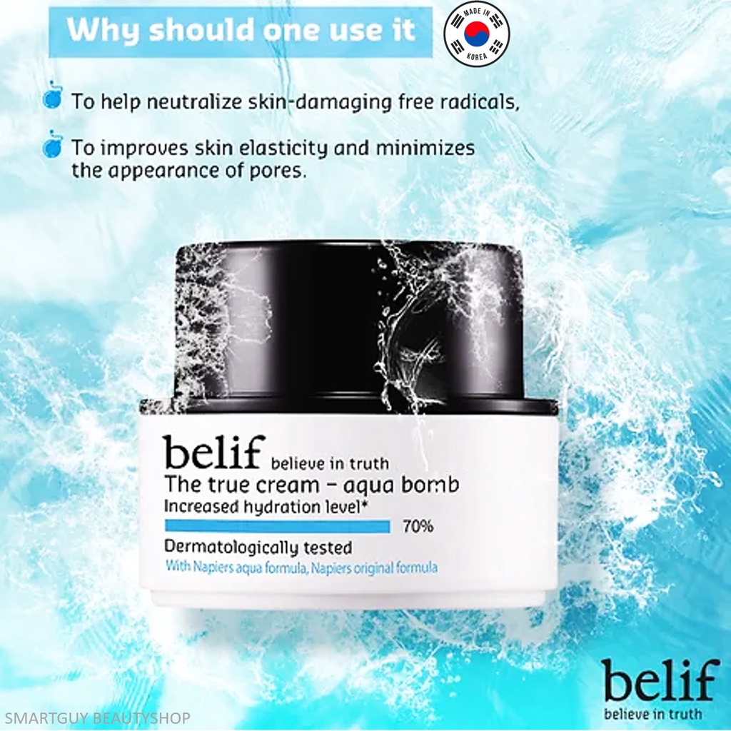 Belif the True Cream Aqua Bomb for Dry Skin 10ml. ผลิตภัณฑ์บำรุงผิวหน้าสูตรเติมความชุ่มชื้นจากเกาหลี
