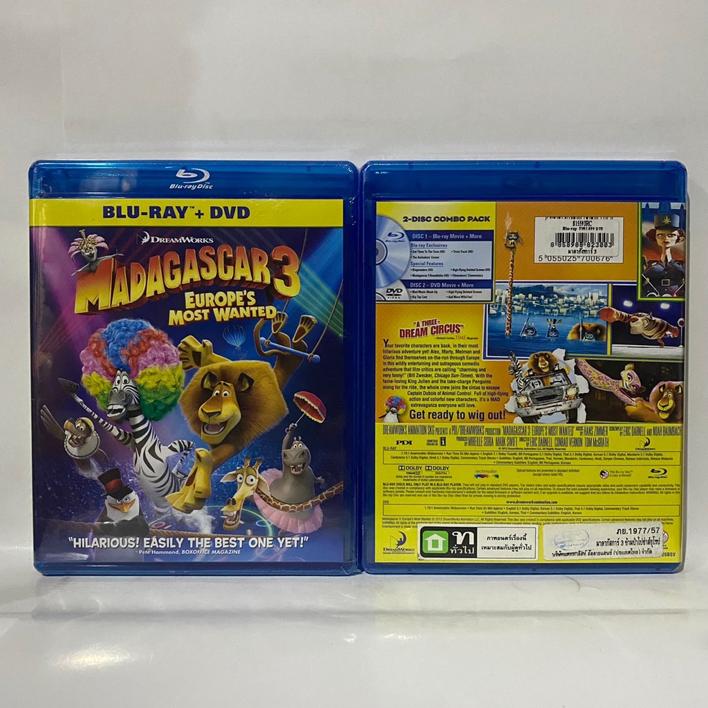 Media Play Madagascar 3: Europe's Most Wanted / มาดากัสการ์ 3 ข้ามป่าไปซ่าส์ยุโรป (Blu-ray+DVD) /S50