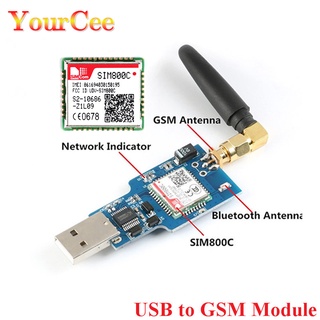 บอร์ดโมดูล USB เป็น GSM SIM800C SIM800 GSM GPRS สําหรับโมดูลไร้สาย SMS พร้อมเสาอากาศ Quad-Band