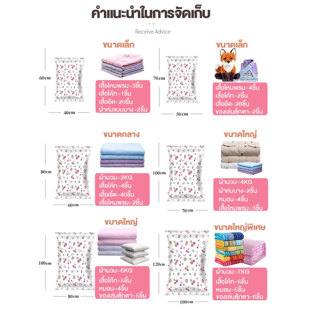 ถุงสูญญากาศ จัดเก็บของ กระชับพื้นที่ มีวาล์วถุงเหนียวมีความทนทานไม่ขาดง่าย vacuum bag - รูปที่ 4