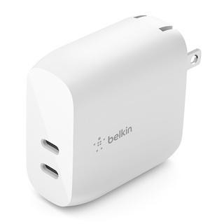 Belkin WCB006 หัวชาร์จแบบ 2 พอร์ต กำลังไฟรวม 40 วัตต์ ชาร์จเร็ว 0-50% ใน 25 นาที* ด้วยเทคโนโลยี USB-C PD 3.0