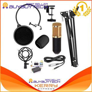 buybuytech At First BM-800 Condensor Microphone ไมค์โครโฟนอัดเสียง SET + Sound Card USB (Black)