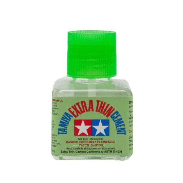 กาวติดโมเดล กาวติดพลาสติก ชนิดแห้งไว TA87038 - TAMIYA CEMENT EXTRA THIN กาวฝาเขียวชนิดบาง สูตรแห้งเร็ว (40ml)