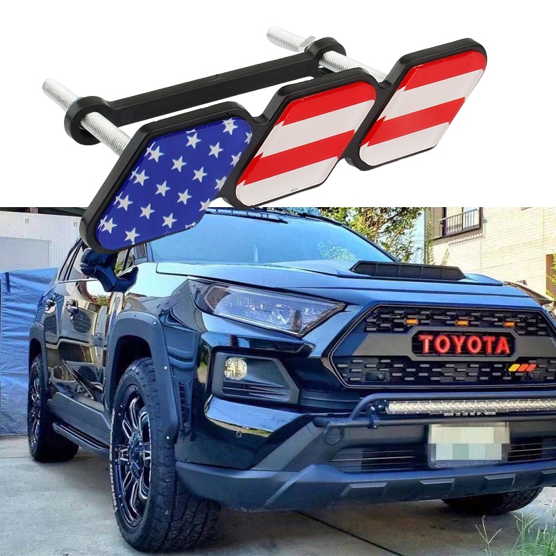1 ✿ Abs TRD กระจังหน้ารถยนต์ สามสี ลายตราสัญลักษณ์ประจําชาติ ตาข่าย สล็อต กระจังหน้ารถยนต์ ตราอุปกรณ์ตกแต่ง สําหรับ Toyota Tacoma 4Runner Tundra ราคา ถูกที่สุด ดีลบีเคเค แกลเลอรีภาพที่ 2