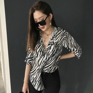 งานเสื้อเชิ้ตผ้าสปันลายZebra Animal Print 3D