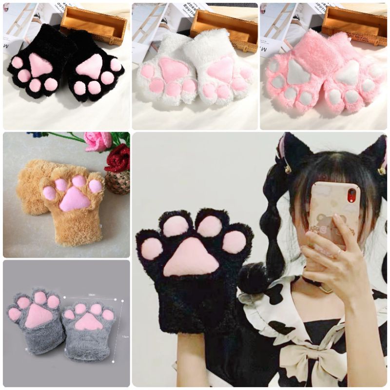 🇹🇭ร้านไทย ถุงมือแมว(มีแบบคู่ และแบบแยก1ข้าง) อุ้งมือ อุ้งเท้าแมว นุ่มนิ่ม สำหรับคอสเพลย์