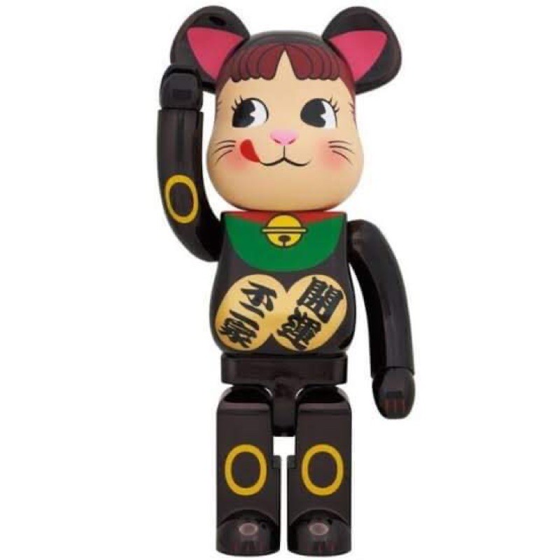 Bearbrick Peko Lucky cat black Chrome 1000%