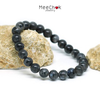 หินแบล็คลาบราดอไลท์ หินลาวิไคต์ Black Labradorite Larvikite 8 มิล หินแห่งเวทมนต์ By.Meechok