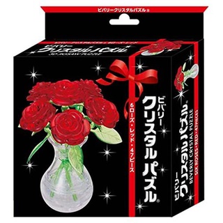 🌸พร้อมส่ง🌸 BEVERLY 47 Pieces 3D Crystal Puzzle 6 Red Roses Valentines Day คริสตัลกุหลาบสีแดง 47 ชิ้น ให้ประกอบ แจกัน