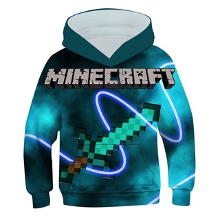 เสื้อแจ็กเก็ต เสื้อฮู้ดดี้ พิมพ์ลายเกม Minecraft 3D สําหรับเด็กผู้ชาย