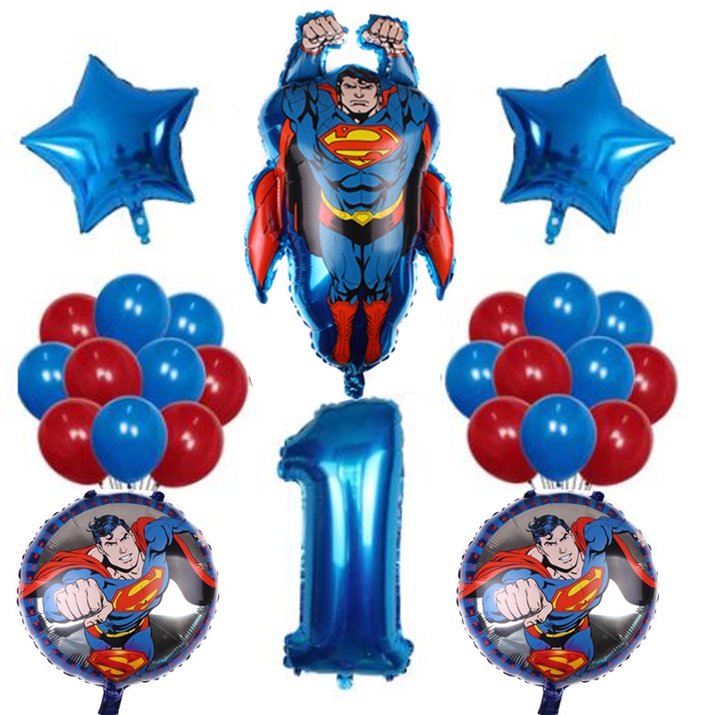 26 ชิ้น/เซ็ต DC Superman บอลลูน 32 นิ้วจํานวนลูกโป่งฟอยล์ Baby Shower 1 2 3 4 5 6 8 9st Birthday Party ตกแต่ง