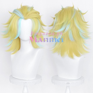 Manmei Anime Tokyo Revengers Rindo Haitani Cosplay Wig 42cm Golden Blue Halloween Heat Resistant Synthetic Hair