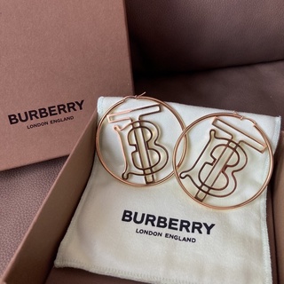 Burberry Gold-Plated Monogram Motif Hoop Earring