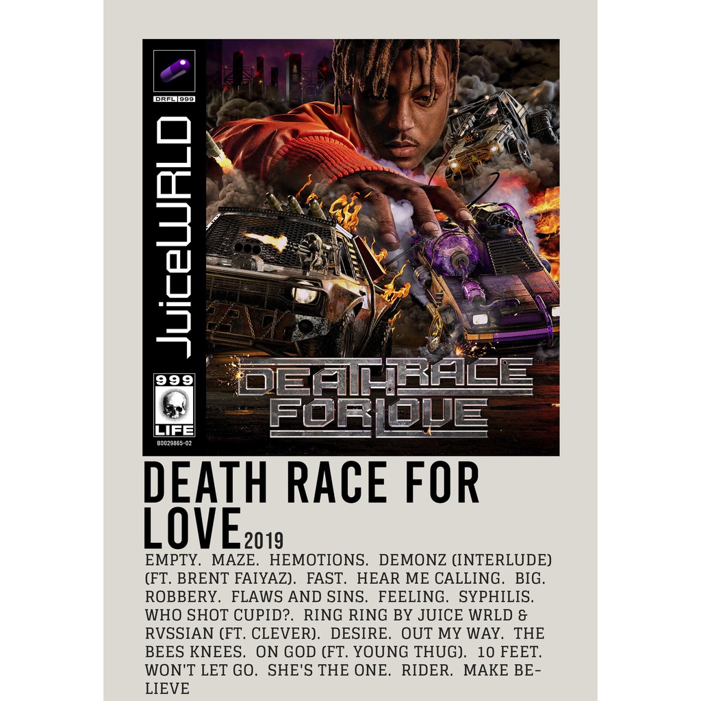โปสเตอร์ปกอัลบั้ม Death Race สําหรับรักโดยน้ําผลไม้ WRLD