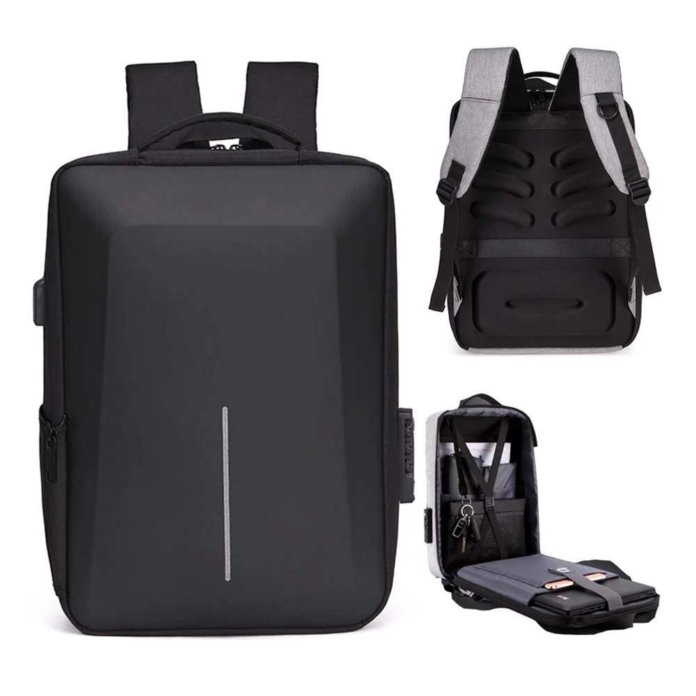 Men's Reflective Strip Multifunctional Anti theft Backpack 15.6 Inch Laptop Notebook USB Travel Bag Rucksack School